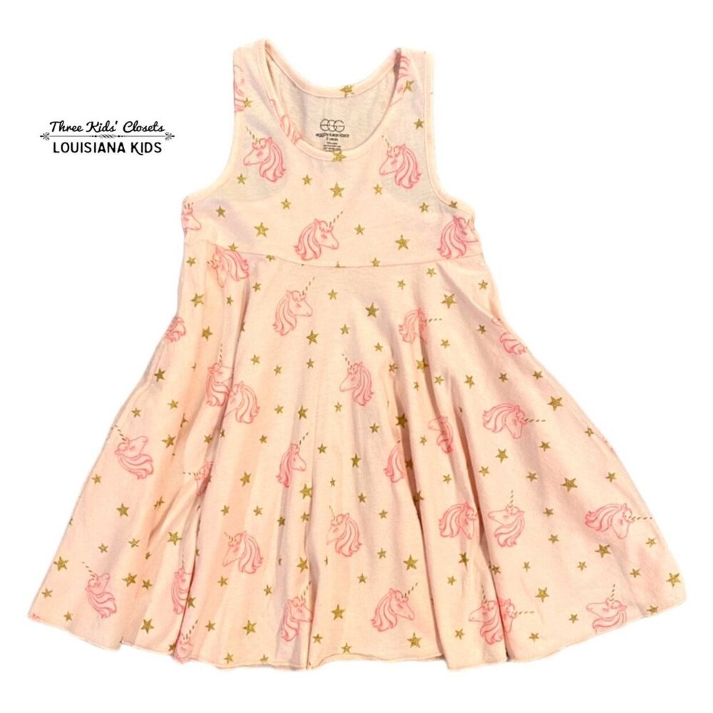 NEW Egg 2Y Pink & Gold Glitter Unicorn Stars Twirl Dress